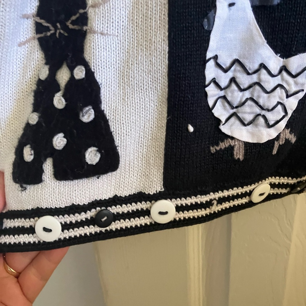 Susan Bristol Animal Sweater Cardigan Black and White - Picture 7 of 10